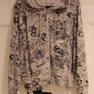 Athleta Balance Hoodie Sweatshirt  Color: Eden Floral Grey  Bamboo Jersey Size L